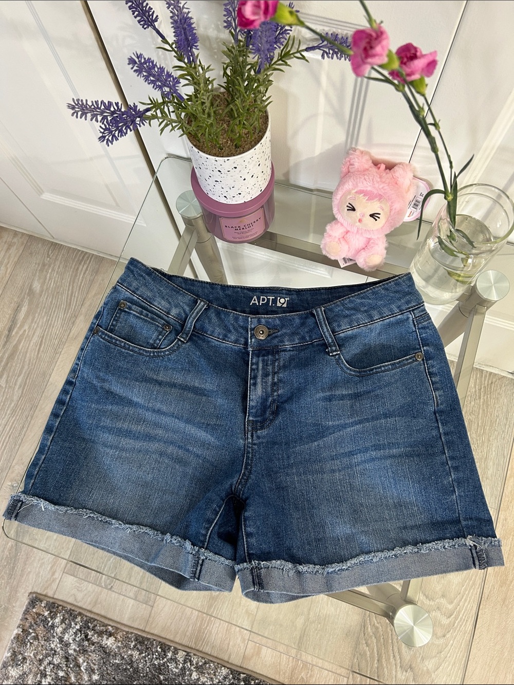 Apt. 9 Women's Medium Blue Rolled-Hem Denim Shorts